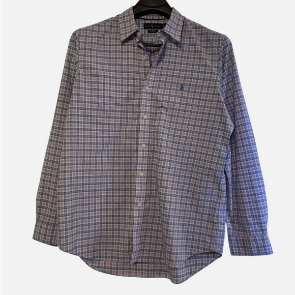 Ralph Lauren Shirt Men's XL Classic Fit Button Performance Blue Pink Check Nylon - Picture 4 of 6